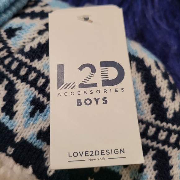 NEW Toddler Love2Design Hat Mittens Set L2D blue multi - Picture 6 of 8